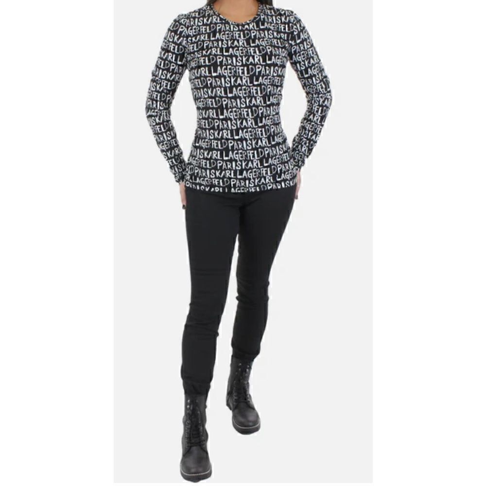 Karl Lagerfeld Paris Black Printed Graphic Long Sleeved T NWT Size Small